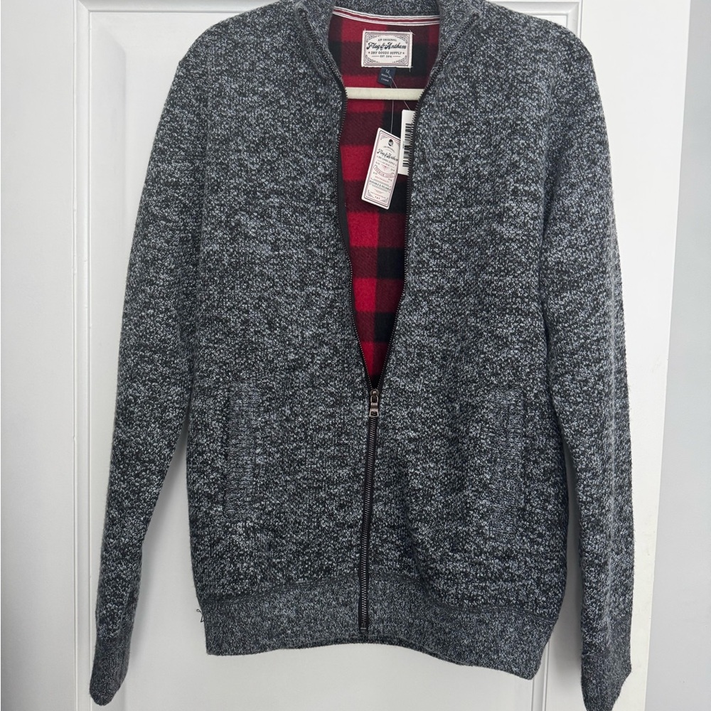 Gray Zip Up Sweater Classic Knit Design